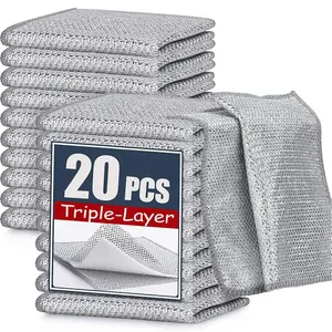 Stainless Steel Wire Dishcloth, 2/10/20pcs Durable Thick Cleaning Cloth Stainless Steel Rag, Multipurpose Dish Rags for Washing Dishes, Kitchen Cleaning Supplies