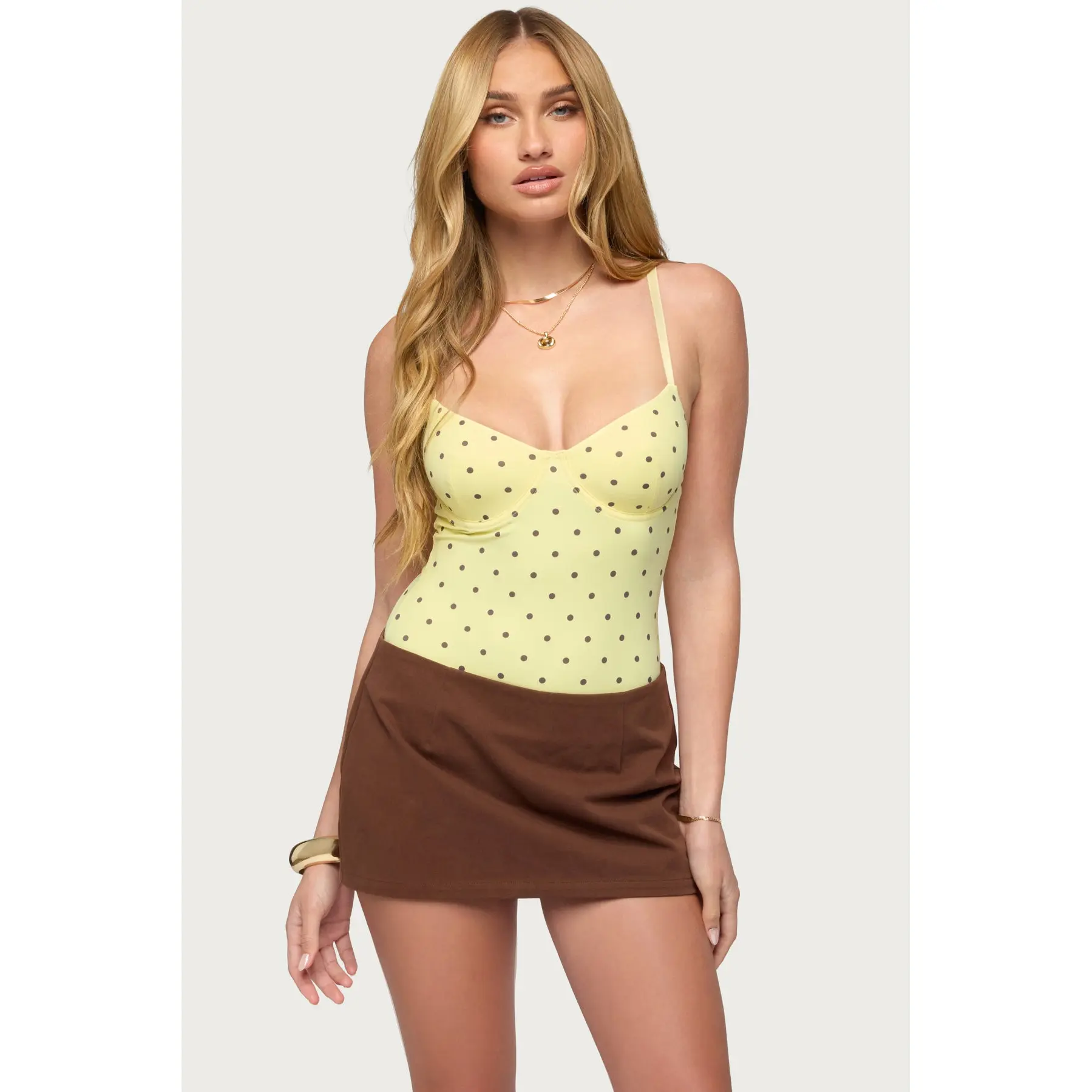 Gabriana Polka Dot Cupped Bodysuit