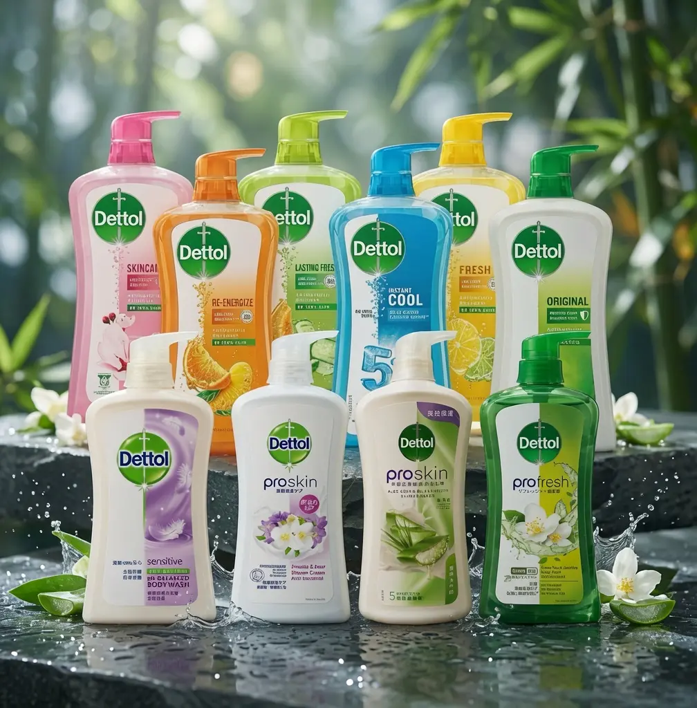 Dettol Antibacterial Body Care Set with 900 ml Original Body Wash and 4 Bar Soaps, Lasting Freshness, Cleanser, Aroma, Limited Edition, Cool Peach, Peach, Cool, Lasting Fresh