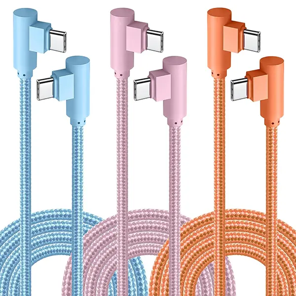 USB C to USB C Cable 3 Pack 10FT, 60W PD Fast Charging Type C Cord, 90 Degree Right Angle Nylon Braided Charger Cable Compatible with iPhone 17/16/15 Pro Max, Samsung Galaxy, iPad Pro, MacBook Biometric Safe Box Home Security Safe