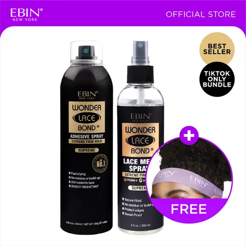 EBIN Adhesive Spray & Melt Spray Bundle with FREE Melting Band for Seamless Lace Install - Strong Hold, Flawless Finish, TikTok's Favorite