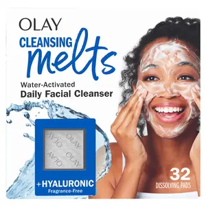 Olay Cleansing Melts + Hyaluronic - Gentle Toning and Refreshing Fragrance-free  Face Wash, 32 Count