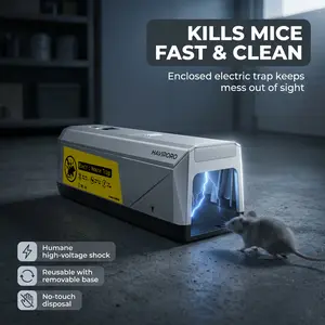 Electric Mouse Traps Indoor for Home, Reusable No-Touch Electronic Mouse Trap Zapper with Powerful Voltage Effectively Kills Mice in Living Rooms, Kitchens, Garages, and More