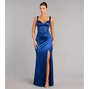 Aurora Satin Rhinestone Corset Formal Dress