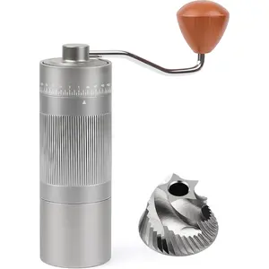 Manual Coffee Grinder with Stainless Steel Burr - 22g Capacity Handheld Mill for Espresso, with 55 Adjustable Settings & Quiet Portable Coffee Bean Grinder for Home use