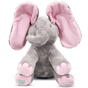 Dimple Kaia Elephant Stuffed Animal for Babies and Newborns - Interactive Musical Peek-a-Boo for Toddlers with Moving Ears, Baby Stuffed Animals Toy