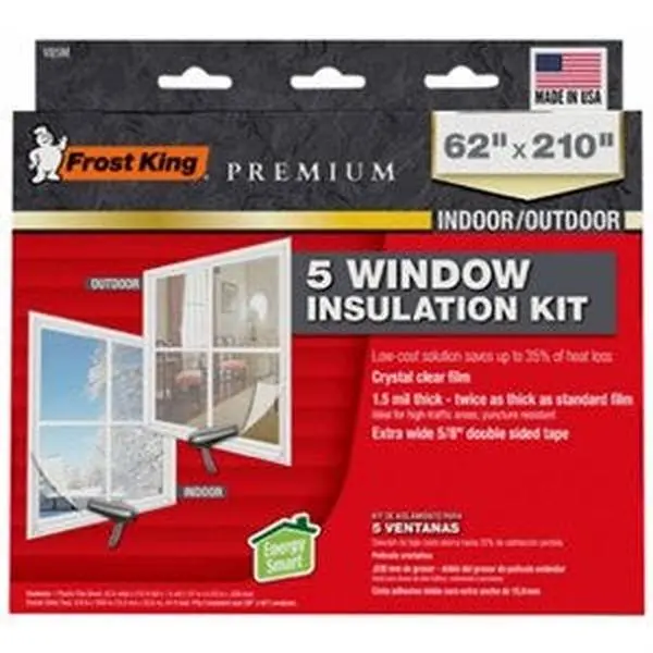 Frost King Heavy Duty Extra Large Insulated Window Kit, 62x210 in, Easy Installation, Heat Retention, Keeps Drafts & Cold Out, for Sailing, Water Sports Outdoor Use, Windows, 62 X 210 In, Indoor/Outdoor
