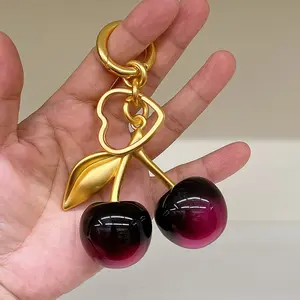 Shiny Resin Cherry Keychain, Perfect Accessory for Women, Stylish and Durable, Ideal Gift Idea, Enhance Your Keys Collection, Keychain Kawaii, Fruit Keychain