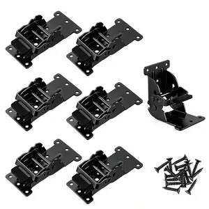 4-Piece Folding Support Bracket Set, 0-90-180 Degree Locking Extension, Self-Locking Hinge for Table Legs, Max Load 100 Lbs, Hardware Kit Included