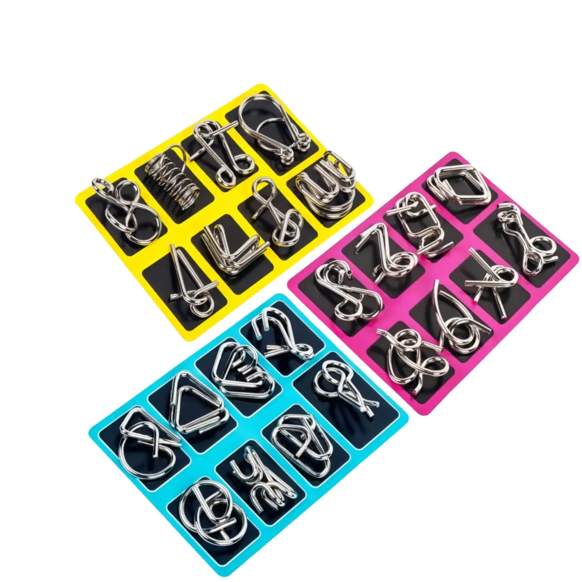 24 Pcs Metal Wire Brain Teaser Puzzles Ring Toy Set PuzzlePieces Game Solution Interlock Metal Wire PuzzleSolving