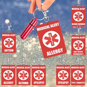 Medical Alert Keychain, 1 Count Acrylic Material Double-sided Transparent Design Keychain with Emergency Contact Information Bottle, Key Ring Accessory, Durable