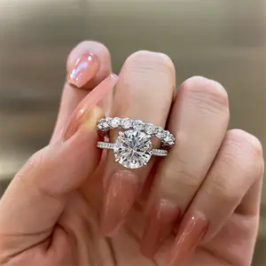 Effinny Round Cut 4.0ct Wedding Ring Set,5A Cubic Zirconia Promise Ring, Bridal Set Rings, 925 Jewelry Ring for Women Outdoorfun, Statement Multi Ring