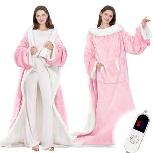 VUSIGN Wearable Heated Blanket, 52”×72” Full body electric heated robe, Electric Blanket with Foot Pocket & Sleeves - 7 Heat Levels, Auto Off, Machine Washable, Gift for Winter, Women, Mom, Christmas Gift
