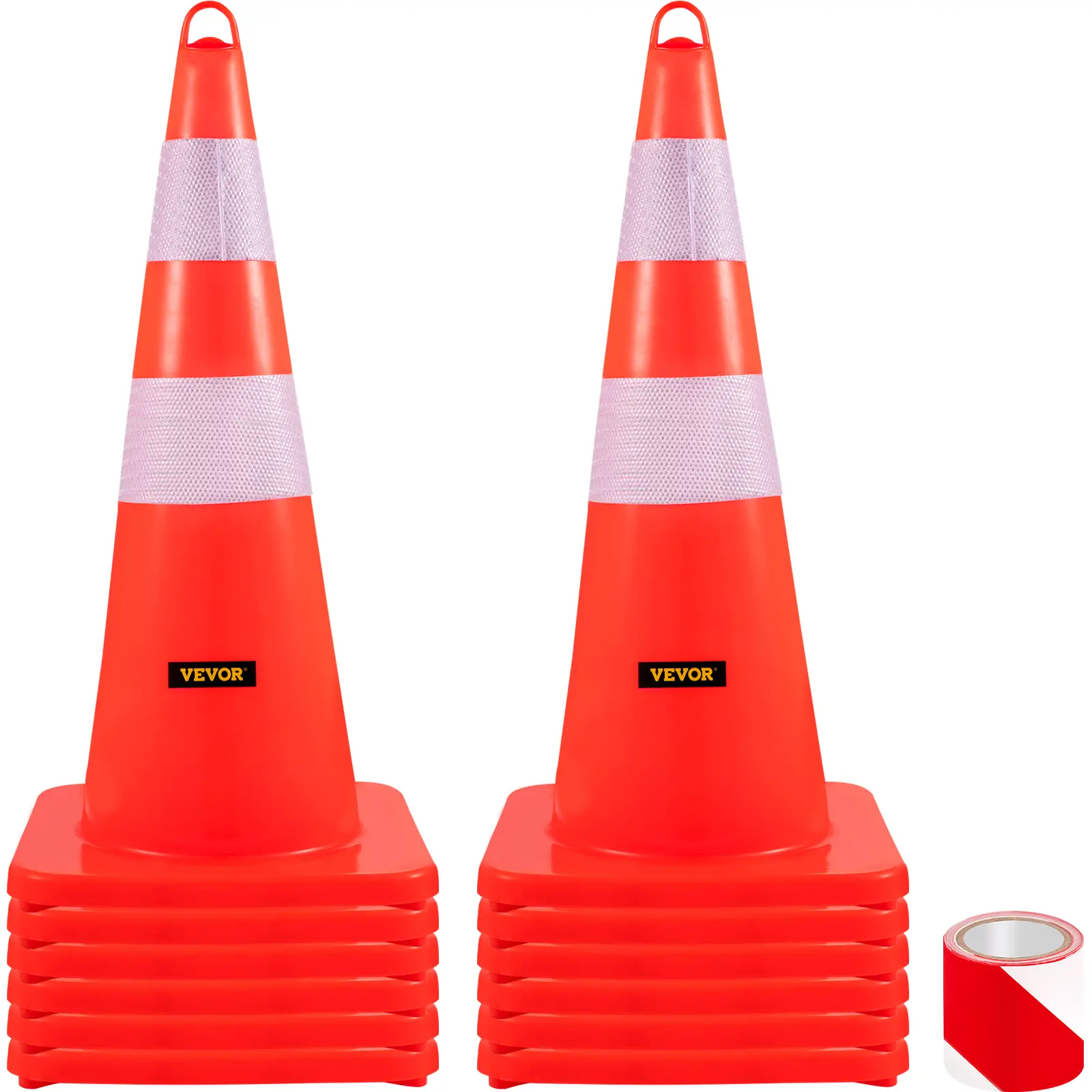 【Summerfinds】VEVOR Safety Cones 12 x 28\" Traffic ConesPVC Orange Construction Cones2 Reflective Collars Traffic Cones with Weighted Base and Hand-Held Ring Used for Traffic ControlDriveway Road Parking