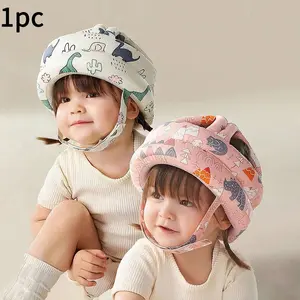 Baby Safety Helmet Adjustable Strap, Geometric Pattern Design, Ideal for Newborns Learning Sit Walk, Protective Headwear