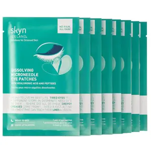 Skyn ICELAND Dissolving Microneedle Under Eye Patches With 39% Hyaluronic Acid & Peptides. No-Slip Eye Mask to Firm And Reduce Wrinkles & Fine Lines, Pack of 8