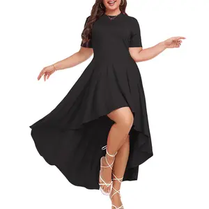 Plus Size Maxi Dress for Women Casual Short Sleeve Ruffle Flowy High Low Summer Long Dress 1X-6X TJ32216