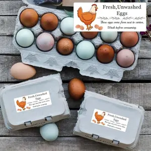 50 Pcs Farm Fresh Egg Stickers – “Unwashed Eggs” carton labels (1x2.5 in). Ideal for farm sales and packaging, perfect for labeling egg cartons for home, market or small business use.