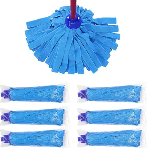 6 count Blue Microfiber Mop Replacement Compatible with All Standard  Threading Pole &0.8" Diameter Mop Handle