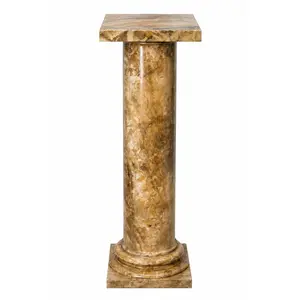 Early 20th Italian Polished Siena Marble Pedestal Column with Warm Toned Veining