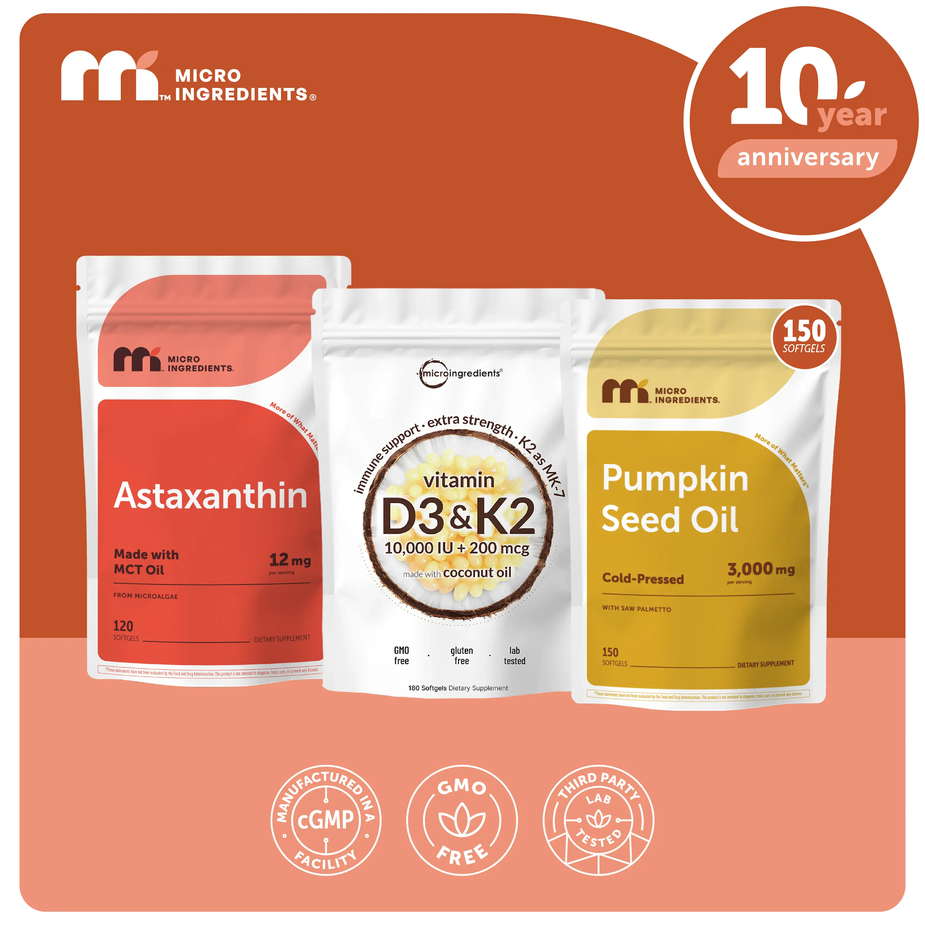Emily May’s Glow Hair bundle: Astaxanthin 120 Softgels, Pumpkin Seed Oil 150 Softgels, Vitamin D3 K2 10000IU 180 Softgels Emily May’s Glow Hair bundle: Astaxanthin 120 Softgels, Pumpkin Seed Oil 150 Softgels, Vitamin D3 K2 10000IU 180 Softgels