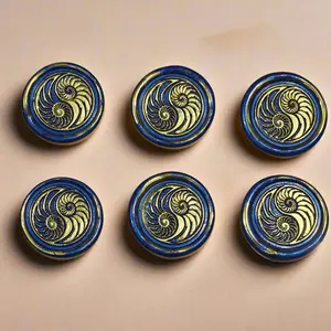 Conch Shell Wax Seals in Yin Yang in Blue and Gold, Set of SIX for cards, invitations, letters and gifts
