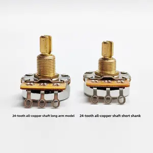 24-tooth copper shaft short shaft potentiometer for electric guitar and bass, knob switch for tone and volume, 500K resistance, 250K resistance