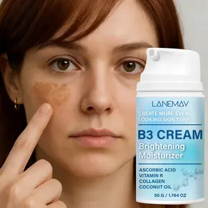 LANEMAY B3 Brightening Moisturizing Cream 50g Hydrating Facial Cream | Niacinamide + Vitamin C + Collagen, brightens skin tone | Coconut oil + Aloe vera deeply moisturize, creating an even and radiant complexion, Hydrating, Moisturizer