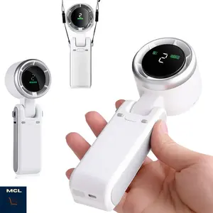 MCL Mini Turbo Handheld Fan - 3600mAh Rechargeable Pocket Fan with LED Display, 5 Speeds & Foldable Handle for Travel, Desk & On-the-Go Cooling