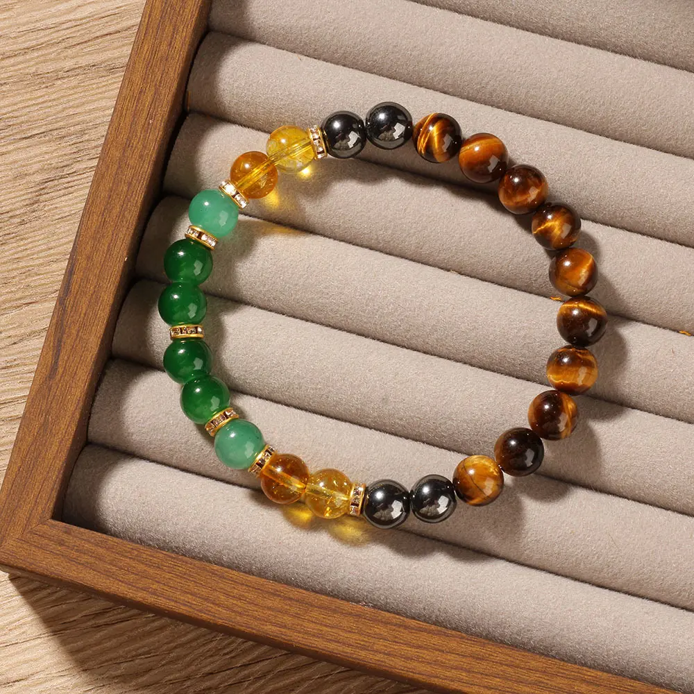 Women's Natural Stone Wellness Bracelet - Crystal Beaded Vintage Stretch Jewelry, Meaningful Lifestyle Gift