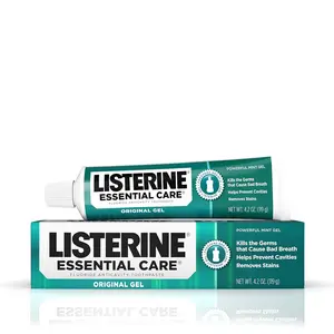Listerine Essential Care Original Gel Fluoride Toothpaste 4.2 oz Prevents Bad Breath & Cavities Powerful Mint Flavor for Fresh Oral Care