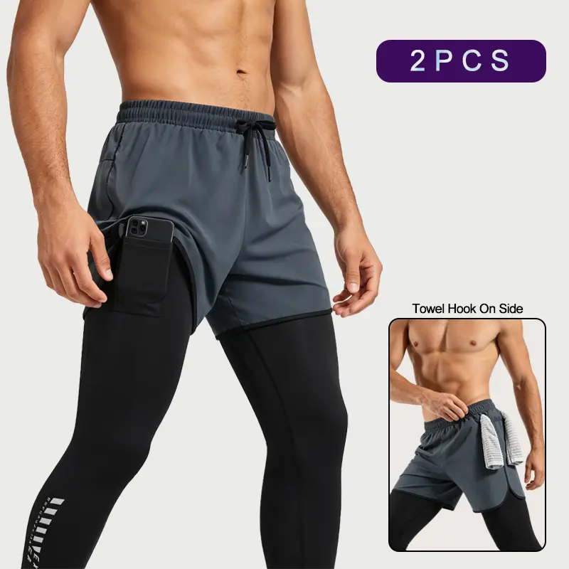 Men’s 2 In 1 Athletic Shorts With Towel Hook And Side Phone Pocket Lightweight Quick Dry Ideal For Gym Workouts Running And Casual Outings