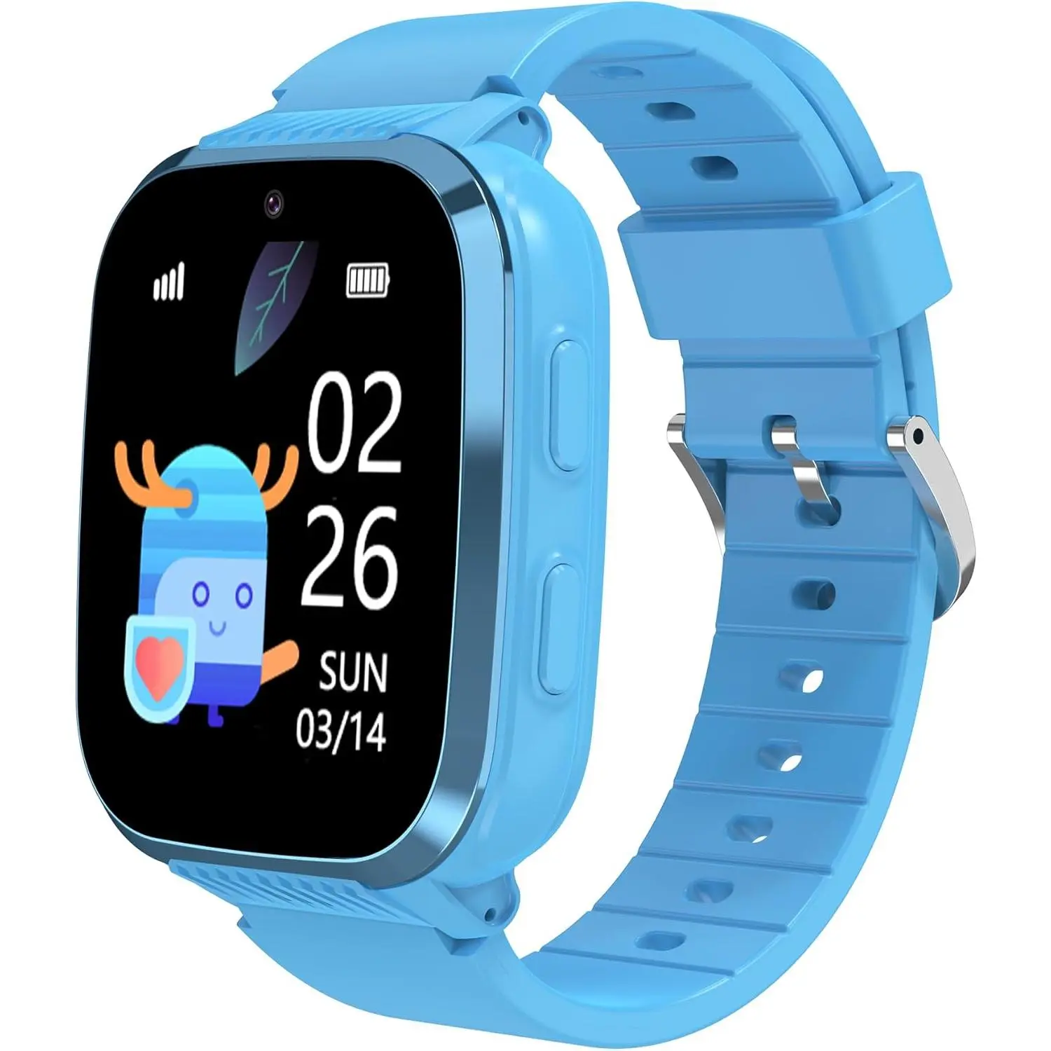 4G Durable Digital Smart Wristwatch for Boys (Age 5-12) - GPS Tracker, Video Calling, SOS Text, Camera, Pedometer, Alarm Clock, Blue Wearable Device, Birthday Gift