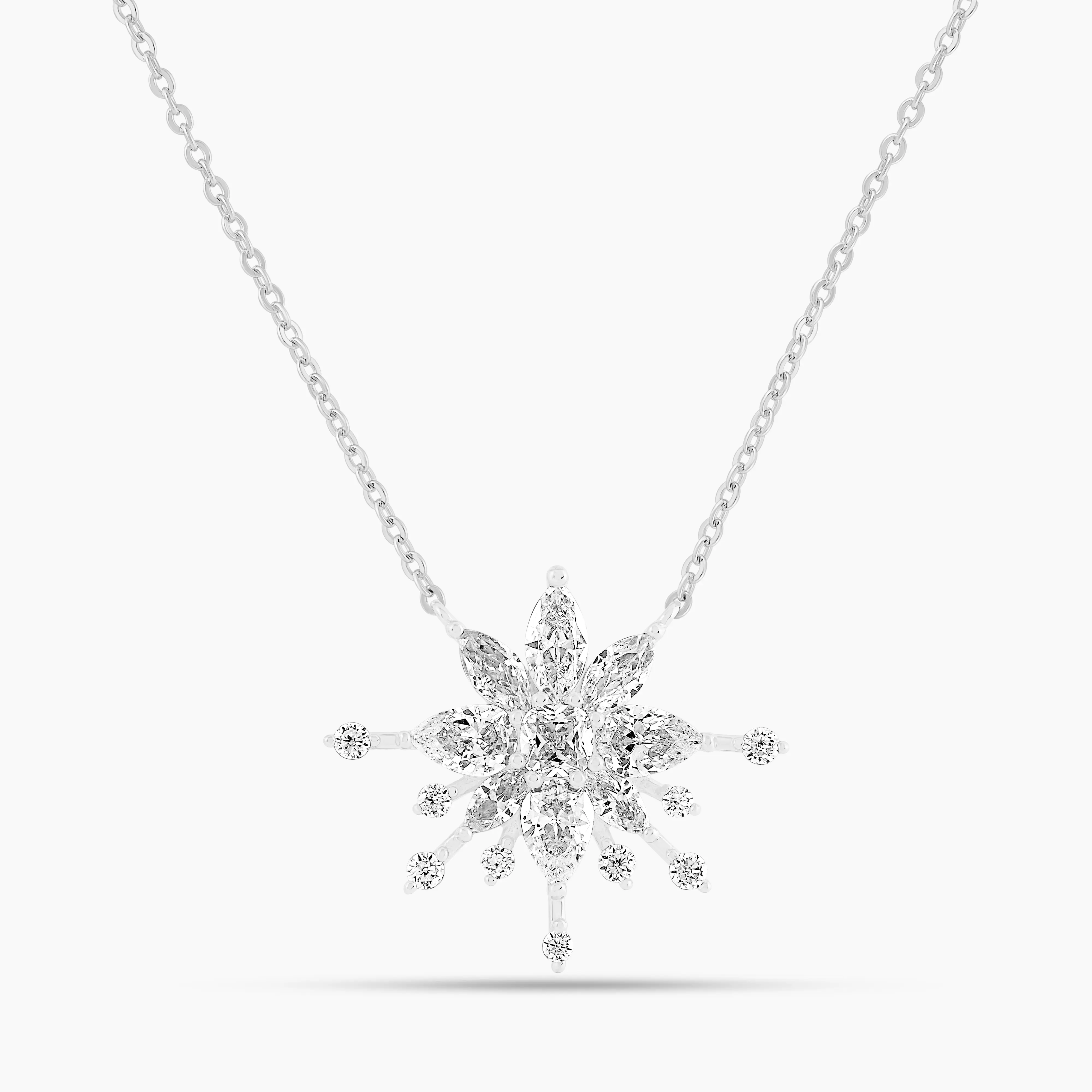 925 Sterling Silver Minimalist Unisex Nickel-Free Etherea Lotus Necklace - White, Adjustable, Suitable for Everyday Wear