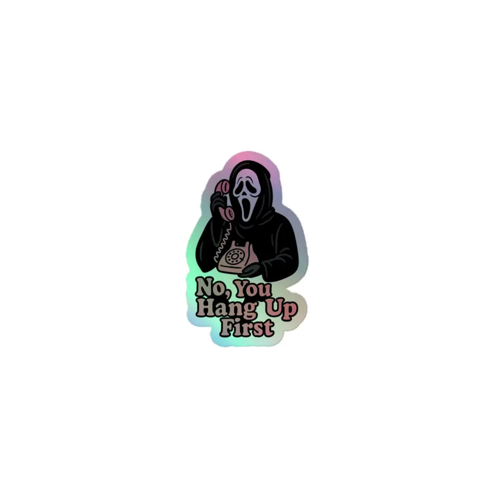 Ghost Face Holographic Stickers - Decorative Office Labels for Horror Fans, "No You Hang Up" Horror Movie Themed Stationery Supplies