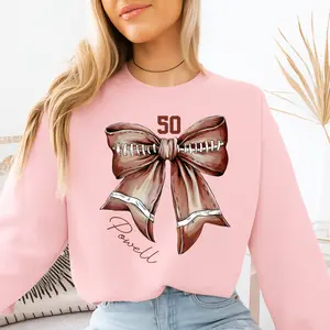Customize Football Bows Hoodie, Custom Name and Number for Football Mom Sweatshirt, Gifts for Gameday Football