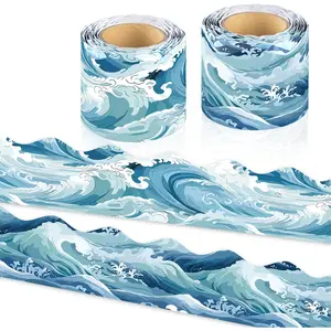 72Ft Ocean Bulletin Board Borders, Under The Sea Scalloped Trim Borders, Blue Ocean Theme Decor for Classroom Door Wall, School Supplies Back to School Theme Party