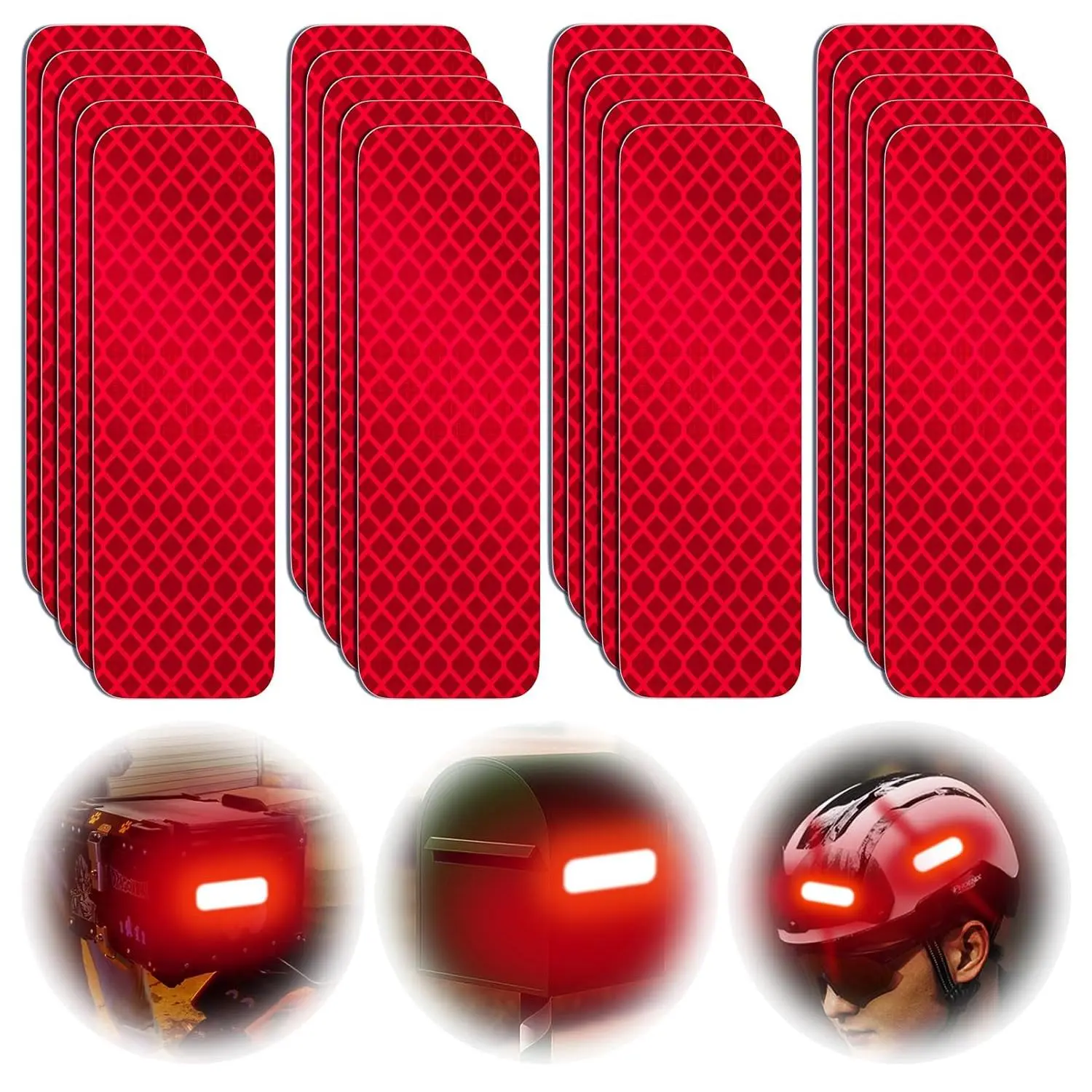 3M DG3 Series High-Performance Diamond-Strength Reflective Sticker Set (20-Pack Multipack, 3.15"x1.18" Red) - Easy Adhesive, Night Safety, Waterproof Tape for Cars, Fade Resistant, Long-Lasting Exterior Use