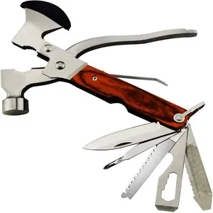 18-in-1 Camping Gear Multitool | Cool Unique Birthday Gifts for Men Dad Husband Boyfriend, Survival Gear for Outdoor Hunting Hiking, Emergency Escape Tool with Axe, Hammer, Plier, Opener, Metal Material