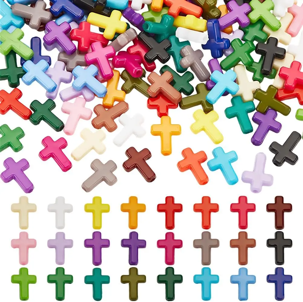 120Pcs  16x12x4.5mm Cross Beads  Spacer Loose Bead Connector Bead for DIY