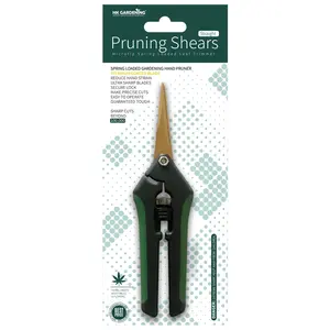 HK Gardening Titanium Straight Blade Trimming Scissors Bud Plant Shears Snips - Ergonomic Design with Rubber Coated Handles & Super Sharp Stainless Steel Blades for Precise Pruning