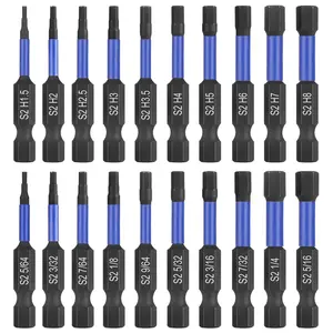 Impact Hex  Allen Wrench Drill Bit Set 20 count - Metric&SAE, S2 Steel Hex Bits Set, 1/4" Hex Shank with , 50mm Long with Storage Box.