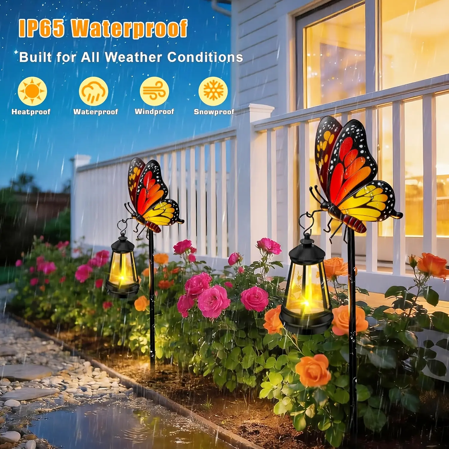 2 Or 1 Pace Solar Outdoor Lights Garden Butterfly Halloween Decor Solar Lights Summer Camping Decor Gift 4th Of July 250th Anniversary Decoration Christmas Gift for Grandma Mom Metal Decor Lights for Yard Art Outside Patio Porch Lawn Pond IP65