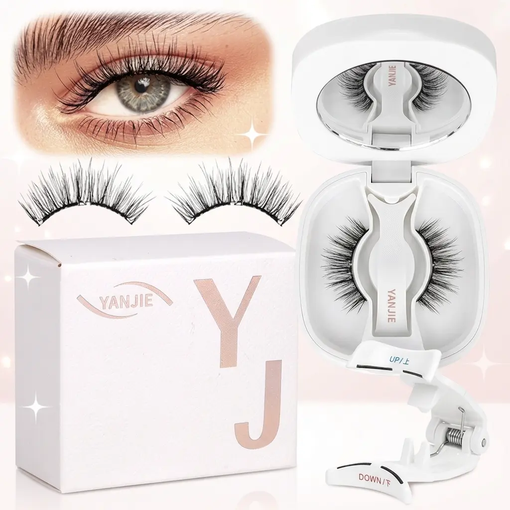 YANJIE Upgrade Magnetic Eyelashes with Applicator Reusable Soft Magnetic Eyelashes Natural Look No Glue Needed Lashes Kit Easy to Wear and Remove