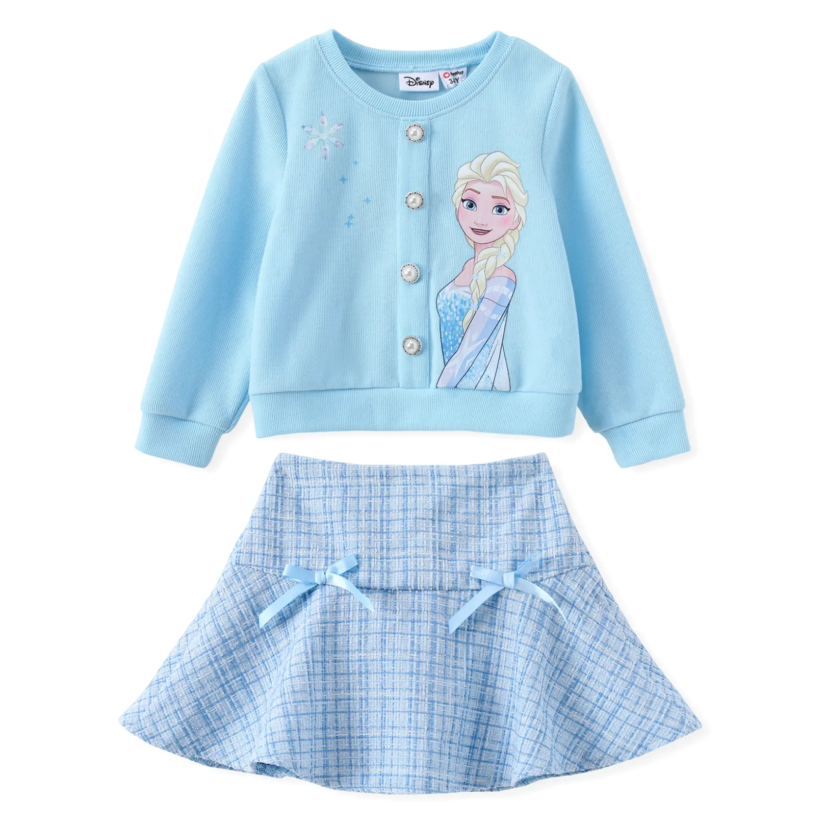 Disney PatPat Princess Ariel Little Mermaid Toddler Girls 2-Piece Pearl Button Knit Top & Tweed Skirt Set for Ages 2-9 Years Cute Minnie SpringGlowUp RefreshedLook Clothing Outfits