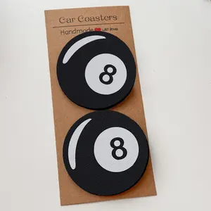 8# Billiard Pattern Table Coasters, Tableware, Ideal for Kitchen, Office, Bar Decor, Car Interior, Perfect Gift for Billiard Enthusiasts