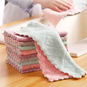 30pcs/20pcs/10pcs Microfiber Dual-Sided Dishcloths, Oil-Proof Kitchen Cleaning Cloths, Multi-Purpose Two-Tone Wipes, Absorbent No Shedding (mixed Colors), Kitchen Towels Absorbent