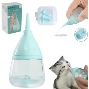 Kitten Bottles for Nursing,Puppy Bottles for Nursing Puppy Milk, Anti-Choking Puppy Feeder Design,with 3pcs Replaceable and Reusable Silicone Nipples for Feeding Newborn Pets (Blue, 40ml+3pcs)