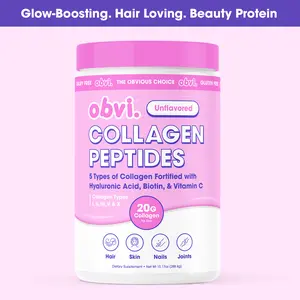 Obvi Unflavored Collagen Peptides Supplement - 20g Protein, 5 Types of Collagen, Biotin, Acid for Hair, Nail Beauty Support