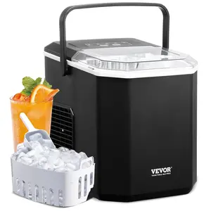 VEVOR Countertop Ice Maker,  9 Cubes Ready in 6 Mins, 26lbs in 24Hrs, Self-Cleaning Portable Ice Maker with Ice Scoop and Basket, Ice Machine with 2 Sizes Bullet Ice for Home Kitchen Office Bar Party